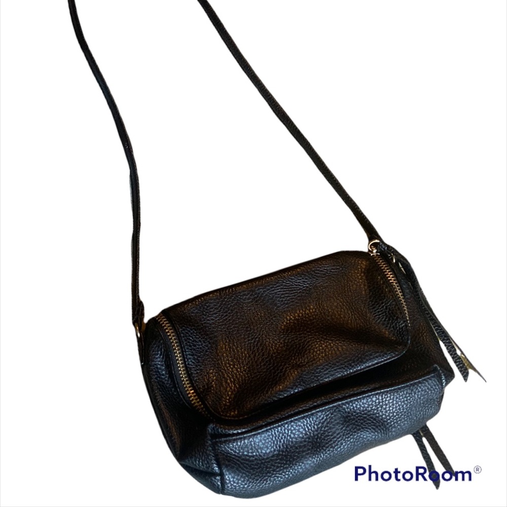 H&M small black one zipper two tassel crossbody casual purse 6inchx9inch